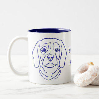 Caneca De Café Em Dois Tons Arte de Linha Beagle, Elegância com Atitude