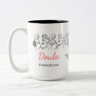 Caneca De Café Em Dois Tons Arte de Linha Personalizada Parteira Doula