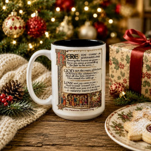 Caneca De Café Em Dois Tons Arte de Manuscrito Iluminado da Canção Vintage Was