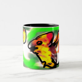 Caneca De Café Em Dois Tons Arte de morcego frutífero
