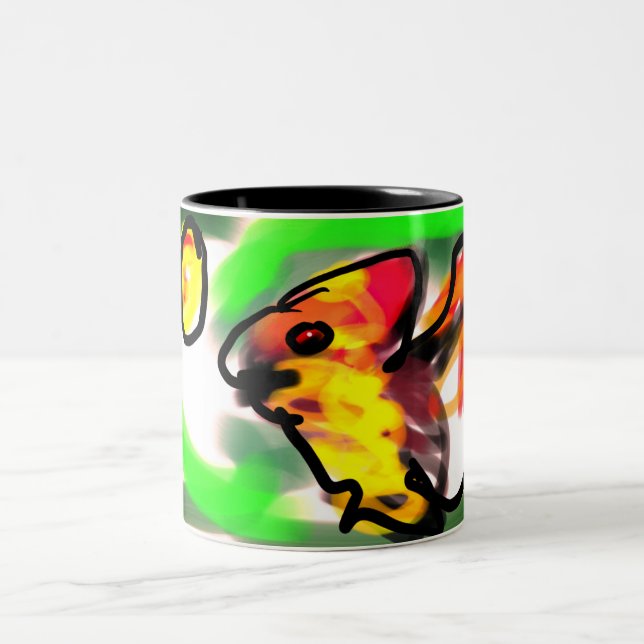 Caneca De Café Em Dois Tons Arte de morcego frutífero (Centro)