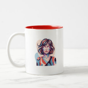 Caneca De Café Em Dois Tons Arte de Mulher Abstrata em Vidro