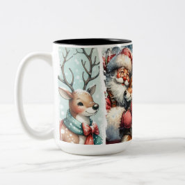 Caneca De Café Em Dois Tons Arte de Natal Whimsic - Papais noeis, Reindeer, Ár