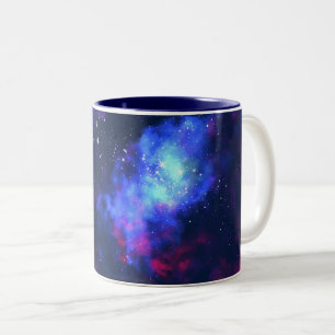 Caneca De Café Em Dois Tons Arte de Nebulosa Cósmica, Cores de Galáxia para Am