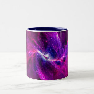 Caneca De Café Em Dois Tons Arte de Nebulosa Cósmica, Cores de Galáxia para Am
