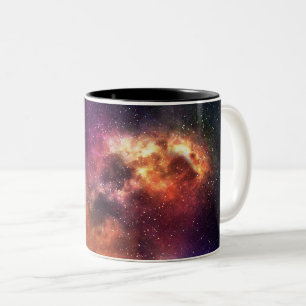 Caneca De Café Em Dois Tons Arte de Nebulosa Cósmica, Cores de Galáxia para Am