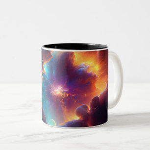 Caneca De Café Em Dois Tons Arte de Nebulosa Cósmica, Cores de Galáxia para Am