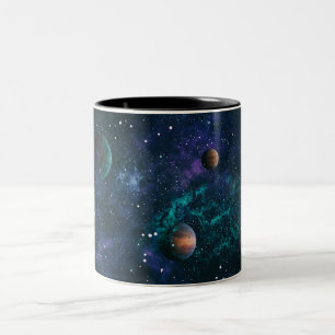 Caneca De Café Em Dois Tons Arte de Nebulosa Cósmica, Cores de Galáxia para Am