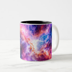 Caneca De Café Em Dois Tons Arte de Nebulosa Cósmica, Cores de Galáxia para Am