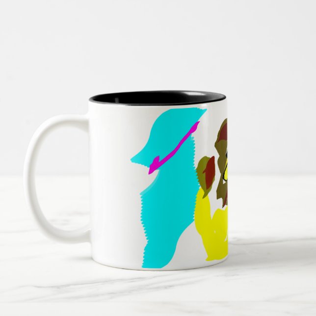 Caneca De Café Em Dois Tons Arte de onda de leão (Esquerda)