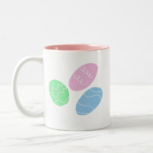Caneca De Café Em Dois Tons Arte de Ovos de Páscoa