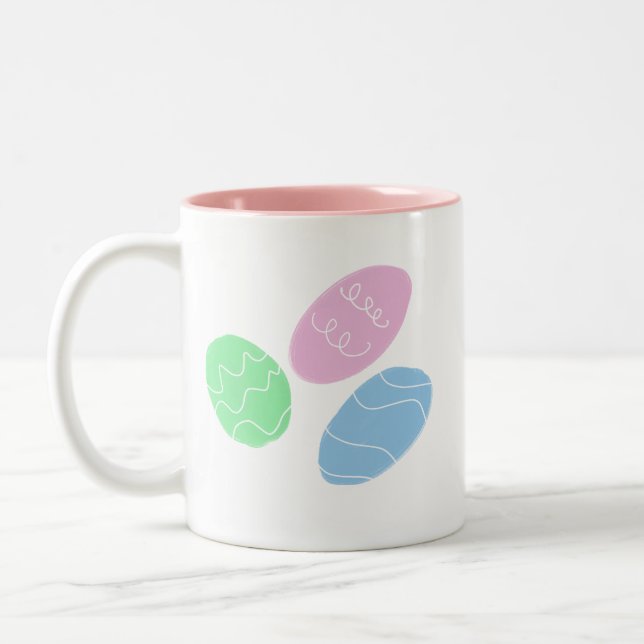 Caneca De Café Em Dois Tons Arte de Ovos de Páscoa (Esquerda)