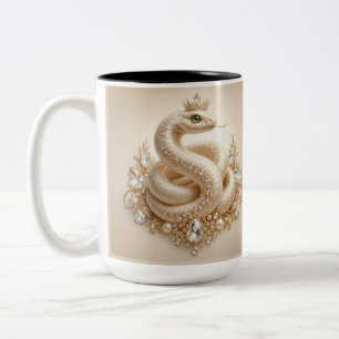 Caneca De Café Em Dois Tons Arte de Pingente de Coroa de Serpente de Cristal B