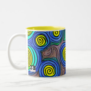 Caneca De Café Em Dois Tons Arte de rabisco