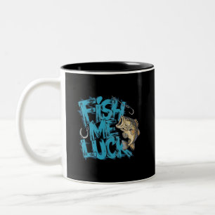Caneca De Café Em Dois Tons Arte de Robalo com Grafite Sorte de Peixe