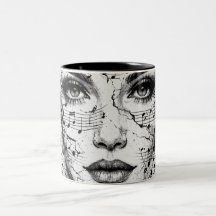 Arte de Rosto de Partitura de Música Personalizada