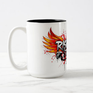 Caneca De Café Em Dois Tons Arte de Rua Rise & Refuse - Motivação