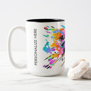 CANECA DE CAFÉ EM DOIS TONS ARTE DE SPLATTER PUNK GRUNGE