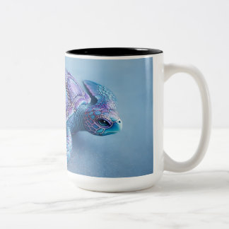 Caneca De Café Em Dois Tons Arte de Tartaruga do Oceano Calmo – Fantasia Azul 