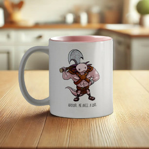 Caneca De Café Em Dois Tons Arte de um Axolote com um Gladiador Guerreiro de M