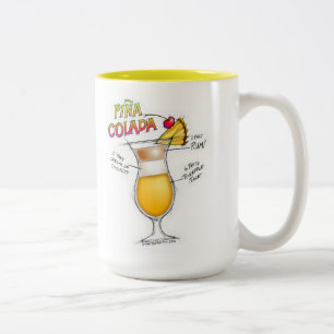 CANECA DE CAFÉ EM DOIS TONS ARTE DO COCKTAIL DA RECEITA DE PINA COLADA