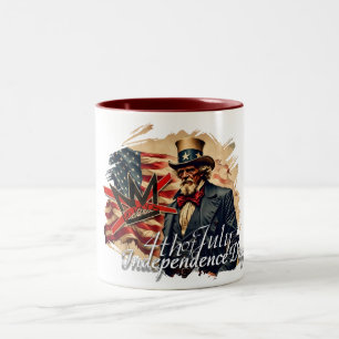 Caneca De Café Em Dois Tons Arte do Dia da Independência do Tio Sam Sem Reis
