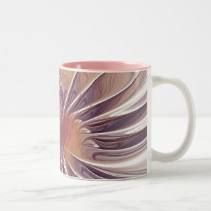 Caneca De Café Em Dois Tons Arte do Fractal do abstrato da fantasia da flor