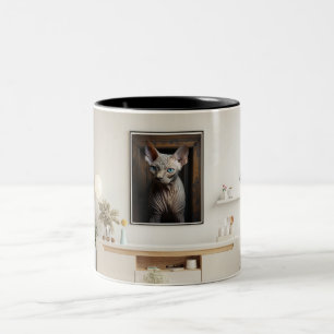 Caneca De Café Em Dois Tons Arte do gato Esphynx