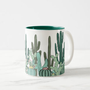 Caneca De Café Em Dois Tons Arte do Jardim Cactus