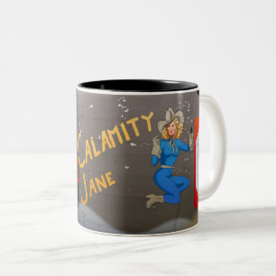Caneca De Café Em Dois Tons Arte do nariz de Calamity Jane B-24 (fuselagem do