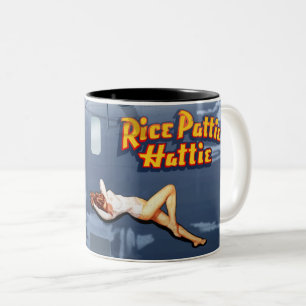 Caneca De Café Em Dois Tons Arte do nariz do Pattie B-24 do arroz (fuselagem