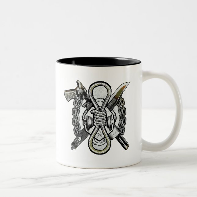 Caneca De Café Em Dois Tons Arte do tatuagem das armas do pelotão | Slipknot (Direita)