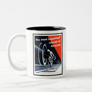 Caneca De Café Em Dois Tons Arte do trem Imnecessária Fotos Vintage Vintage Ve
