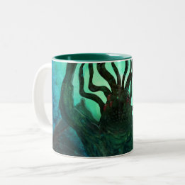 Caneca De Café Em Dois Tons Arte do Wraparound de Lovecraft Cthulhu Mythos