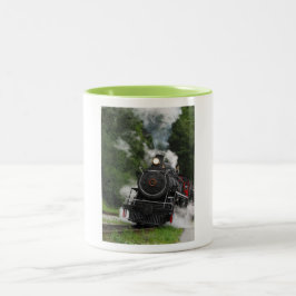 Caneca De Café Em Dois Tons arte dos carris das estações ferroviárias a vapor