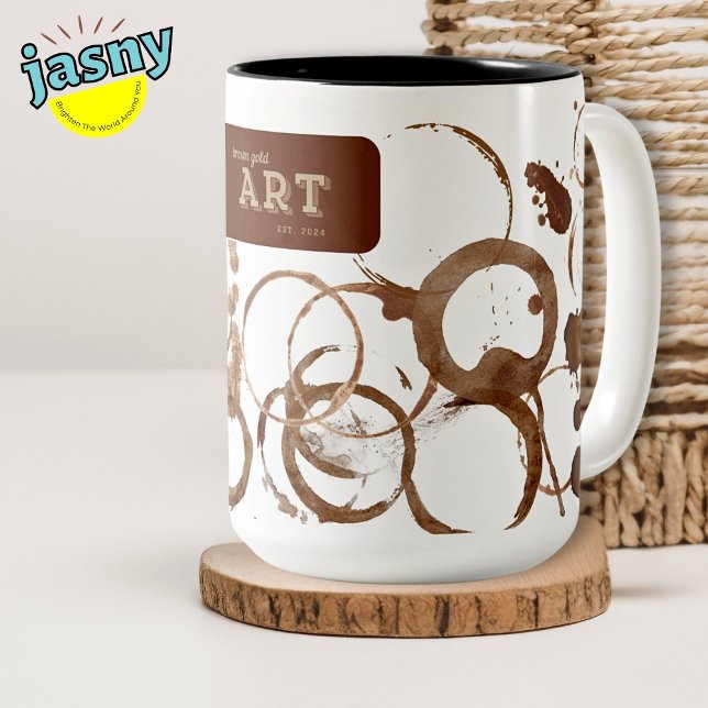 Caneca De Café Em Dois Tons Arte Dourada castanha (Criador carregado)