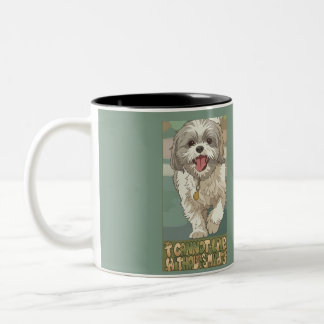 Caneca De Café Em Dois Tons Arte fofo de Shih Tzu em estilo Anime