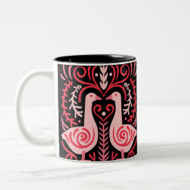 Caneca De Café Em Dois Tons Arte Folclórica V.01 