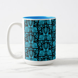 Caneca De Café Em Dois Tons Arte Foliar Nórdica Escandinava do Coelho