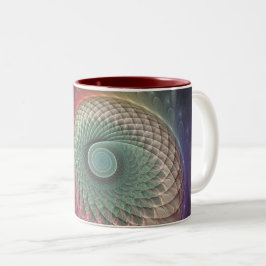Caneca De Café Em Dois Tons Arte Fractal Moderna Colorida abstrato Snail