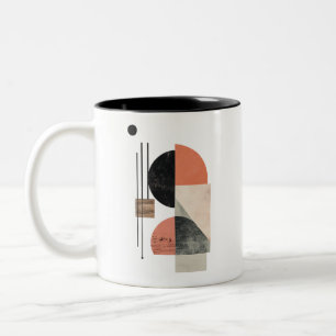 Caneca De Café Em Dois Tons Arte Geométrica abstrato com Texturas Naturais