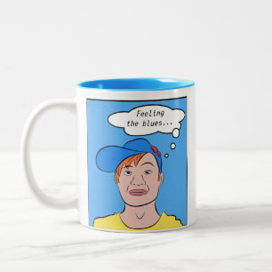 Caneca De Café Em Dois Tons Arte Gráfica: Cara com Boné e Mensagem Personalizá