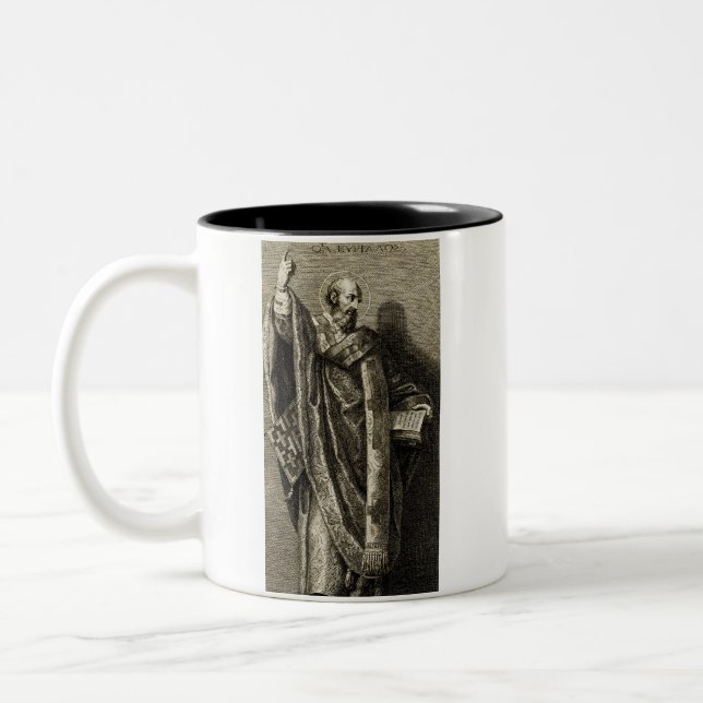Caneca De Café Em Dois Tons Arte Gráfica Sagrada de São Cirilo de Jerusalém (Esquerda)