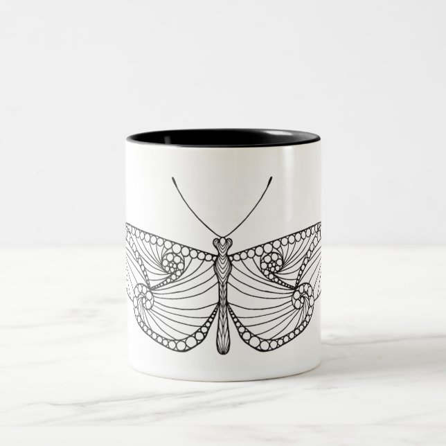 Caneca De Café Em Dois Tons Arte inspirada da borboleta (Centro)