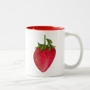 Caneca De Café Em Dois Tons Arte macro de fruta aquosa Juicy Strawberry