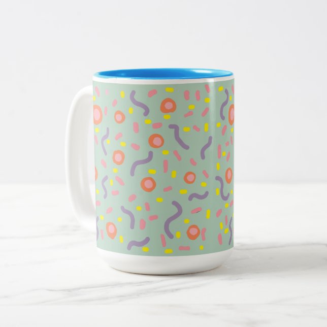 Caneca De Café Em Dois Tons Arte mínima de pontos e linhas (Frente Esquerda)