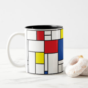 Caneca De Café Em Dois Tons Arte Moderna De Stijl Geométrica Minimalista Mondr