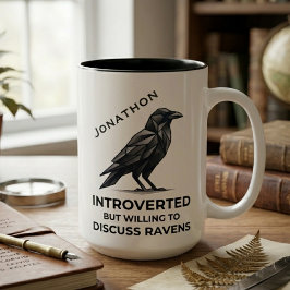 Caneca De Café Em Dois Tons Arte Moderna Geométrica de Corvo Presente Humor In