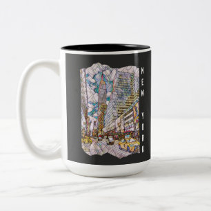 Caneca De Café Em Dois Tons Arte Mosaica Nova Iorque