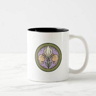 Caneca De Café Em Dois Tons Arte Novo Vintage Silenciado Íris Floral